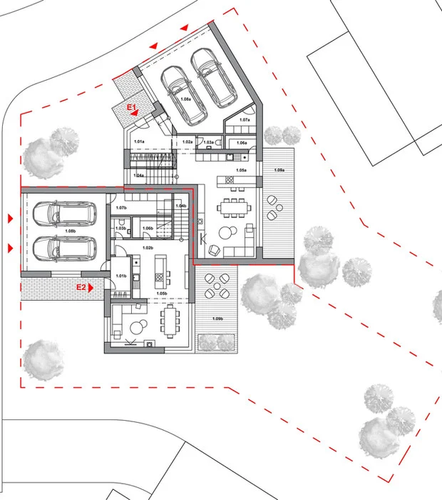 Villa Prešov · ground-floor plan