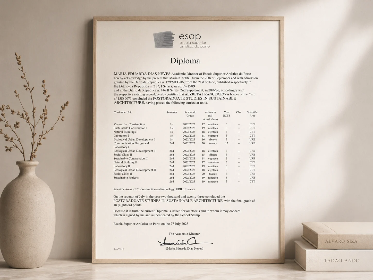 Certifik&aacute;t postgradu&aacute;lneho &scaron;t&uacute;dia udržateľnej architekt&uacute;ry