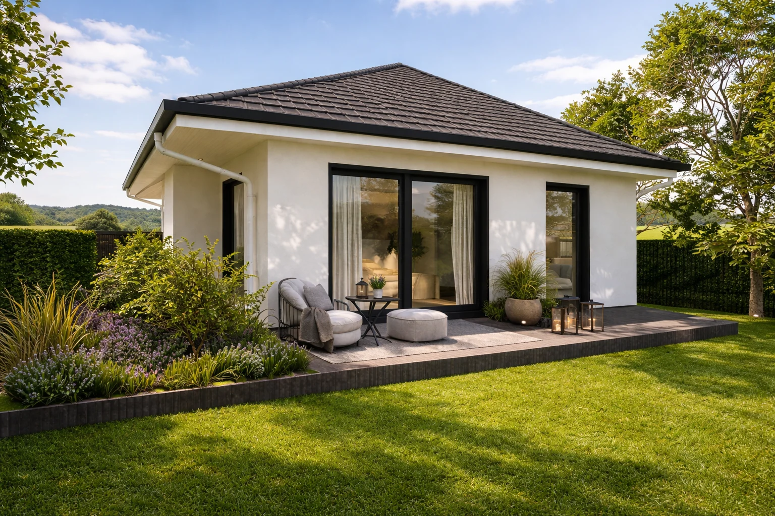 REAR VIEW WITH GARDEN