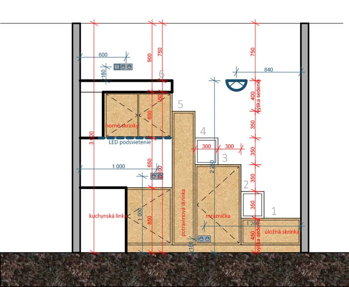 Tiny House Jarovce · interior sectional elevation