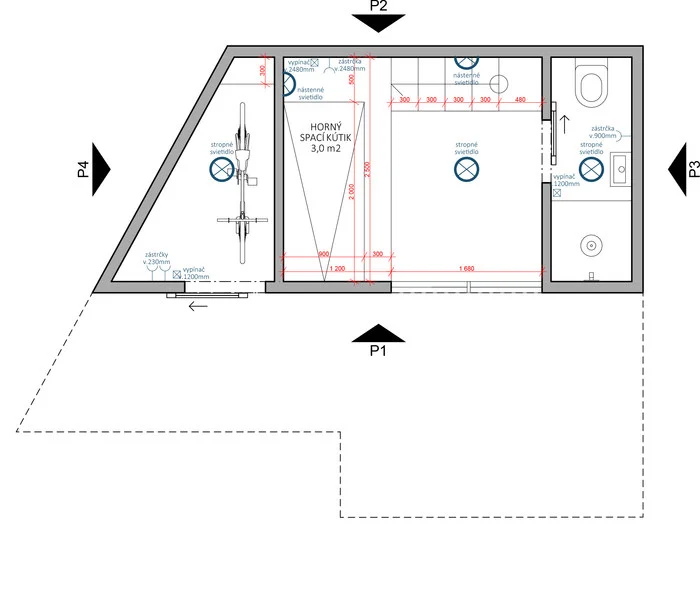 Tiny House Jarovce · upper-level plan